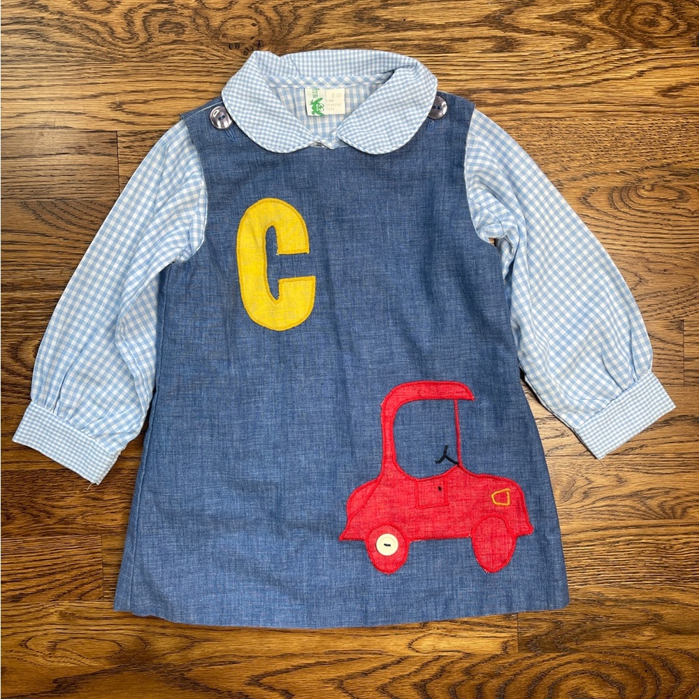 Vintage The Frog Pond Jumper Appliqué Dress Set Size 4T